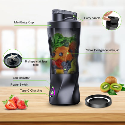 Portable Blender 700ML – USB Rechargeable Personal Mixer for Smoothies, Shakes & Fresh Drinks